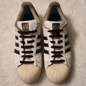 Adidas Superstars Classic White Sneakers with Black Stripes